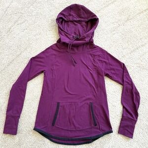 Athleta Funnel Neck Hoodie Women's Small Purple Long Sleeve Thumbholes Kangaroo